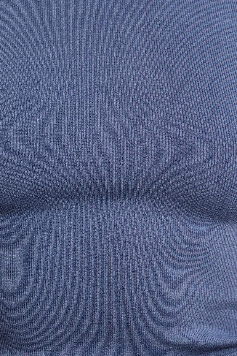 Blue T Shirt Short Sleeve Crew Neck Seamless for Ally Fashion