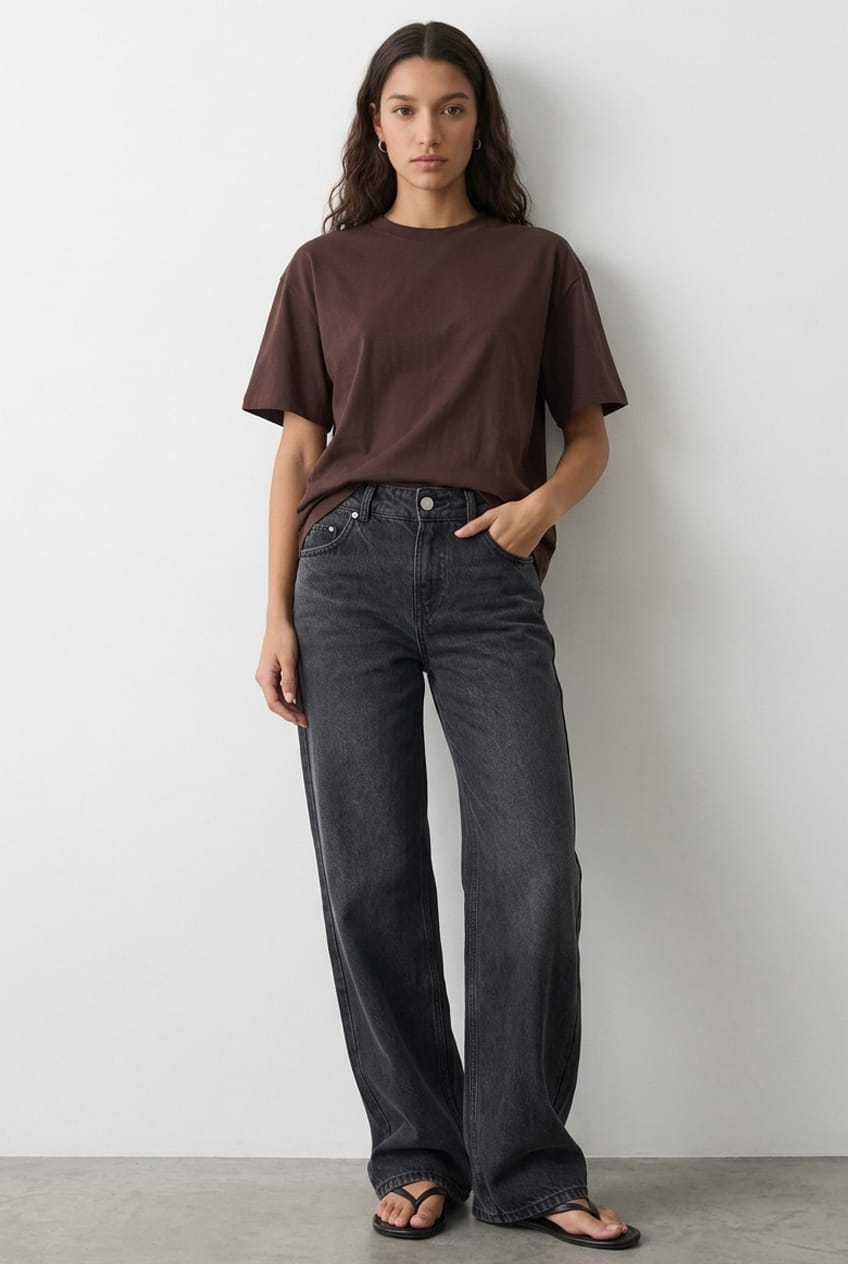 Brown Oversized Short Sleeve T-shirt for Ally Fashion