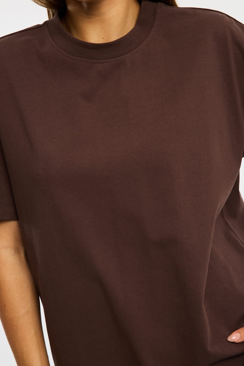 Brown Oversized Short Sleeve T-shirt for Ally Fashion