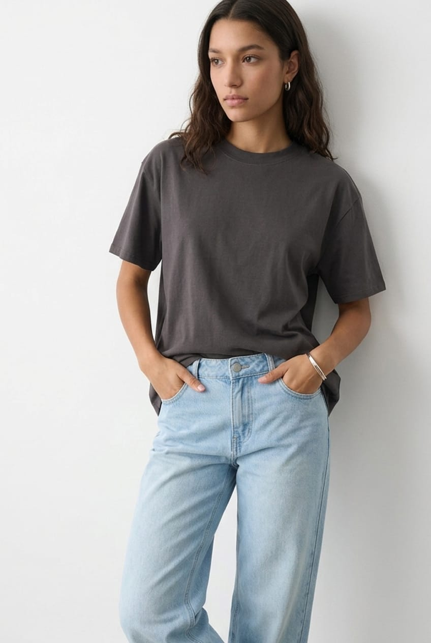 Grey Oversized Short Sleeve T-shirt for Ally Fashion