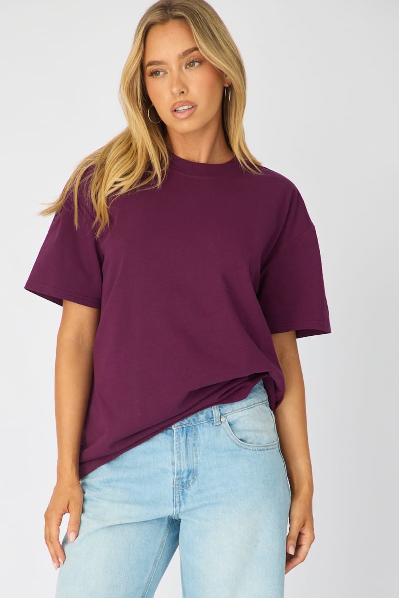 Purple Oversized Tee Short Sleeve for Ally Fashion