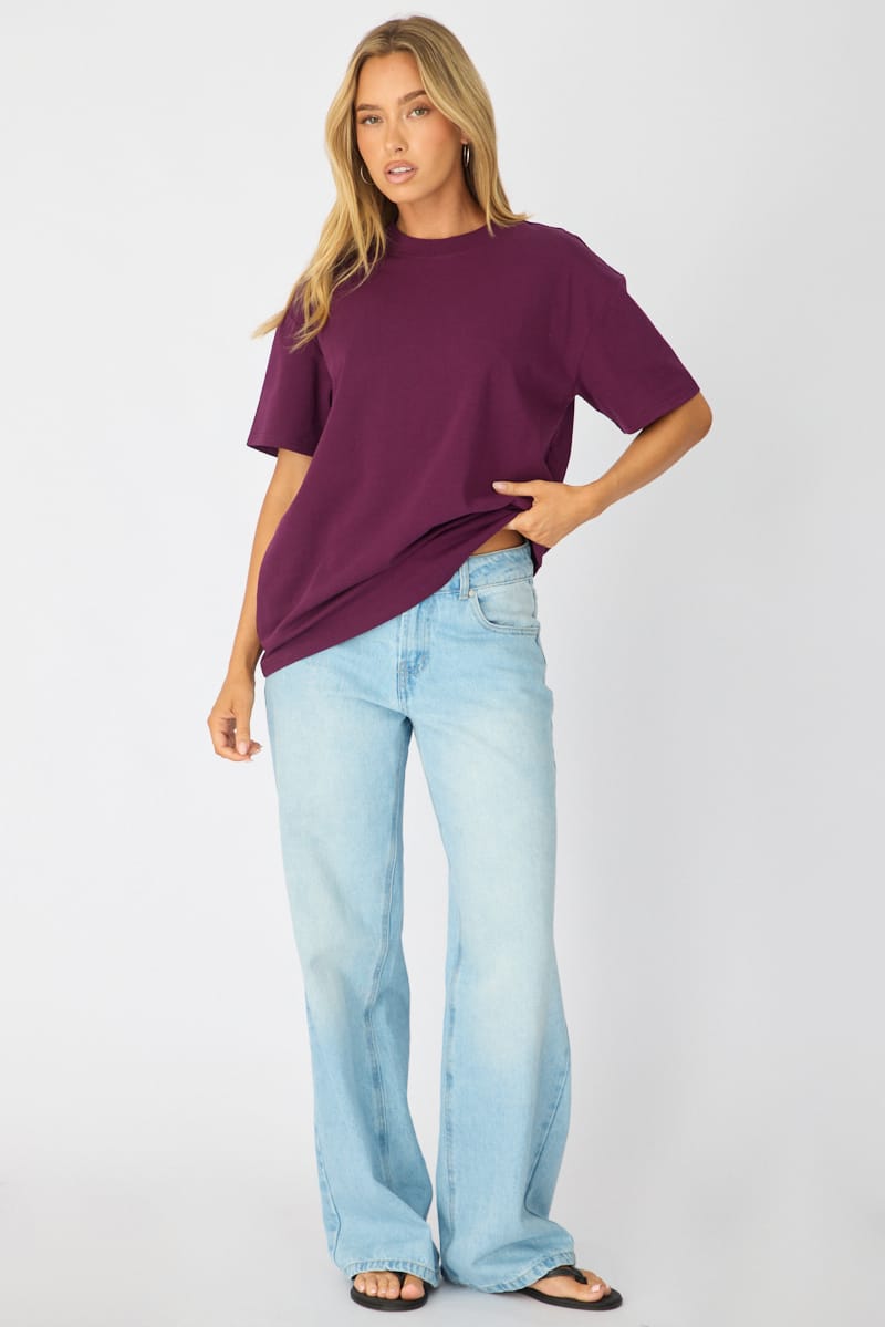 Purple Oversized Tee Short Sleeve for Ally Fashion