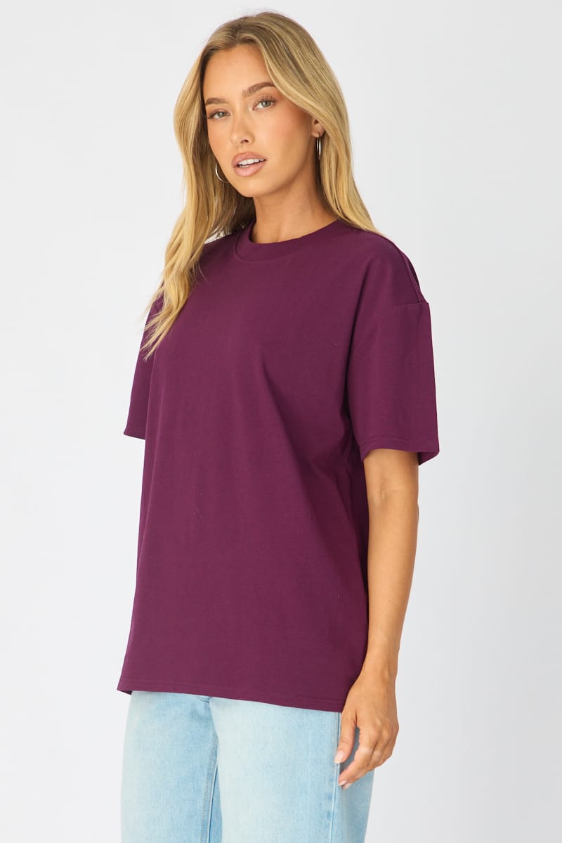Purple Oversized Tee Short Sleeve for Ally Fashion