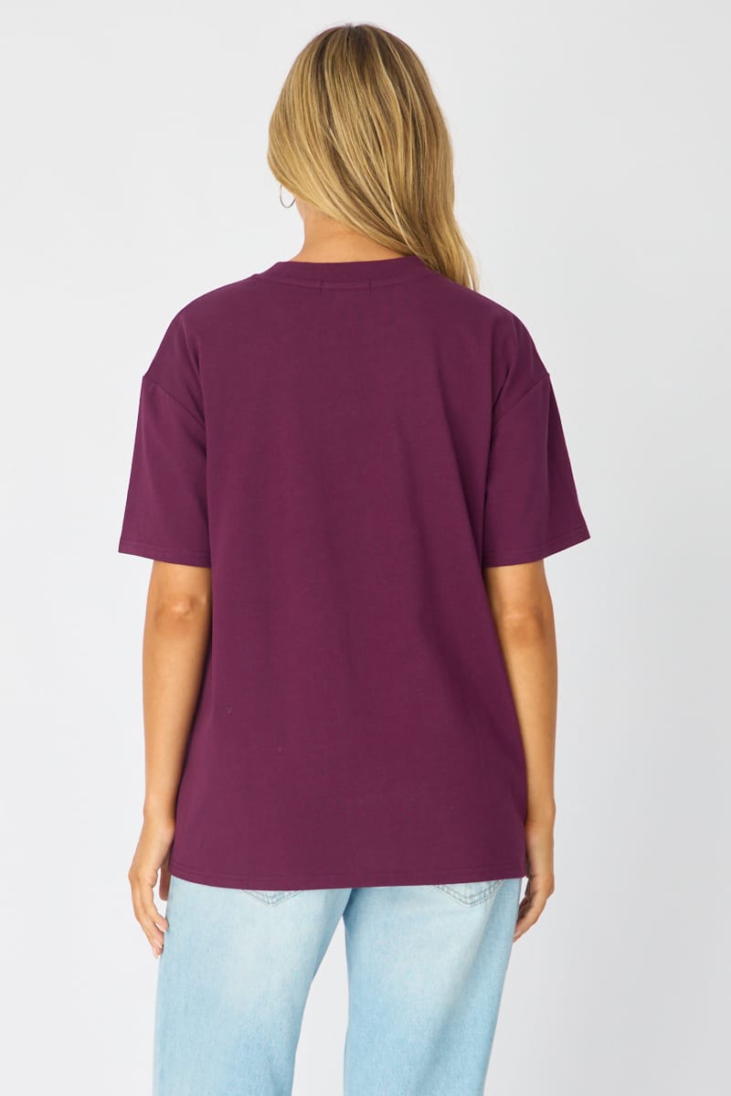 Purple Oversized Tee Short Sleeve for Ally Fashion