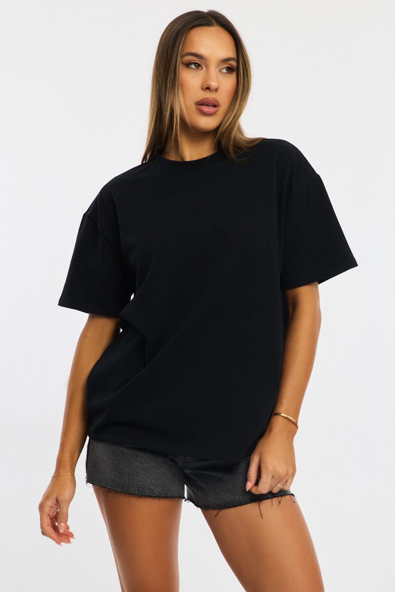 Black Oversized Tee Short Sleeve for Ally Fashion