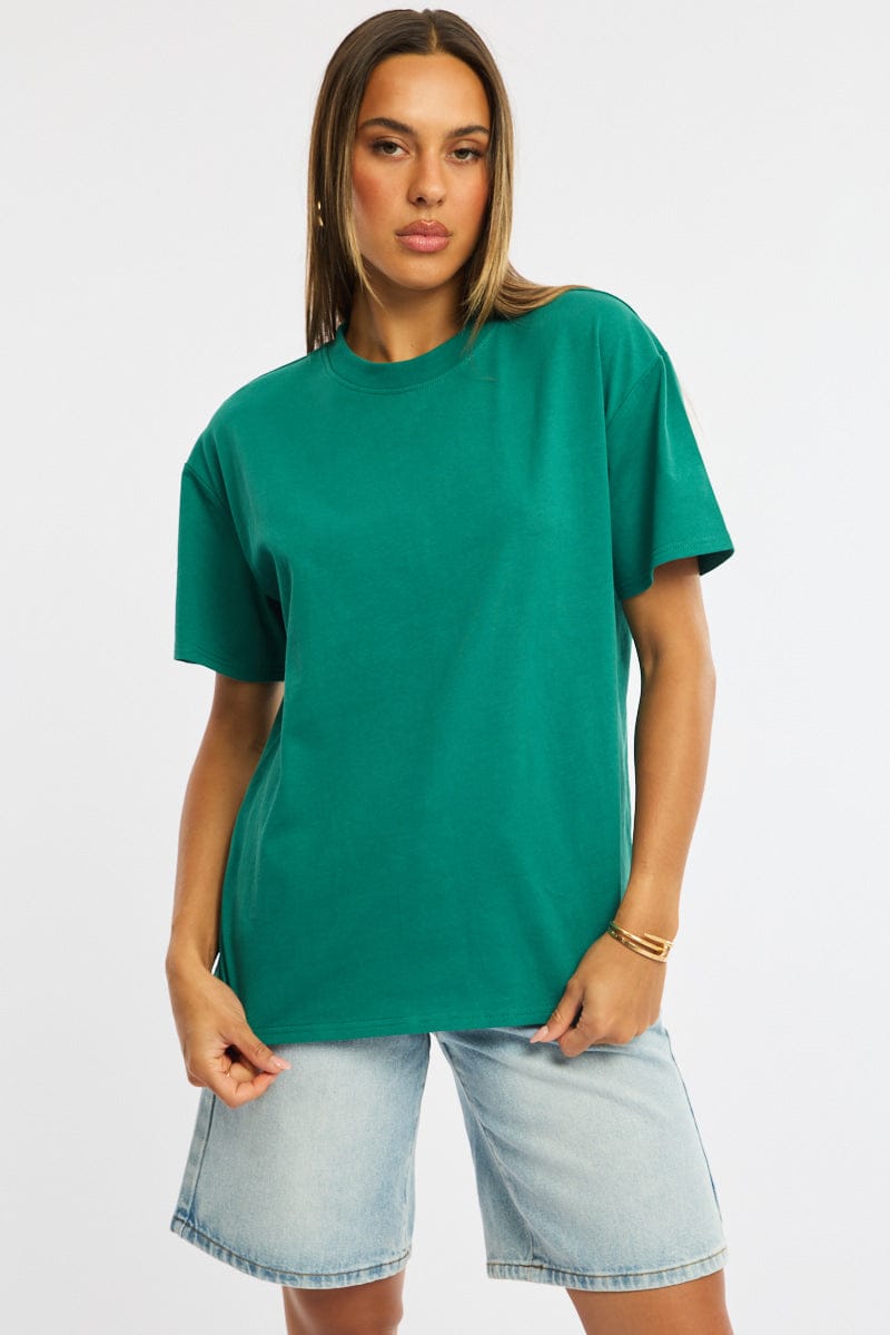 Green Oversized Tee Short-Sleeve from Ally Fashion