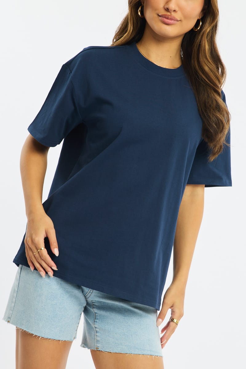 Blue Oversized Tee Short Sleeve for Ally Fashion