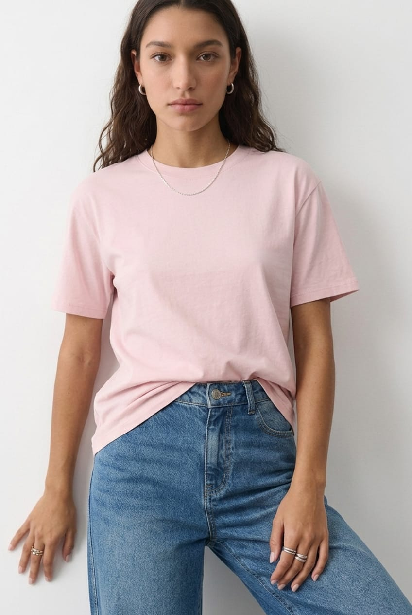 Pink Oversized Tee Short-Sleeve from Ally Fashion