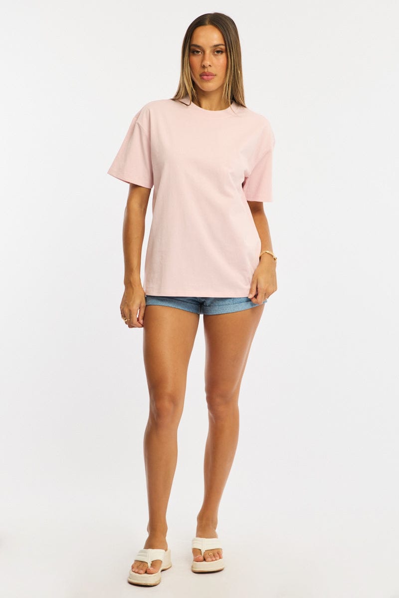 Pink Oversized Tee Short Sleeve for Ally Fashion