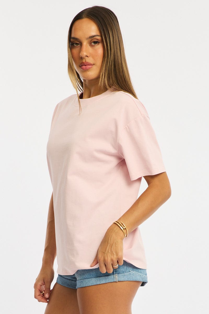Pink Oversized Tee Short Sleeve for Ally Fashion