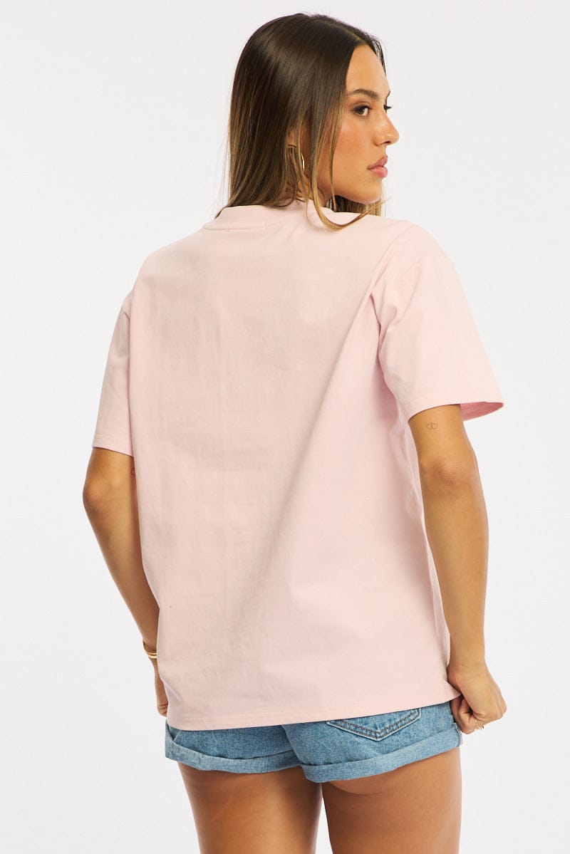 Pink Oversized Tee Short Sleeve for Ally Fashion