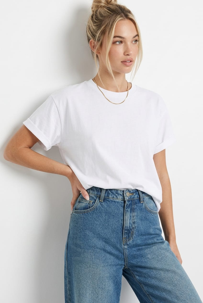 White Oversized Tee Short Sleeve for Ally Fashion
