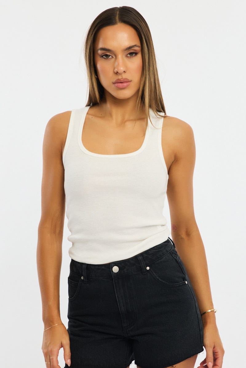 White Tank Sleeveless for Ally Fashion