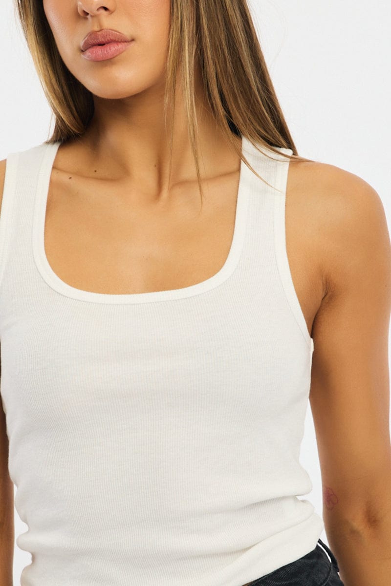 White Tank Sleeveless for Ally Fashion