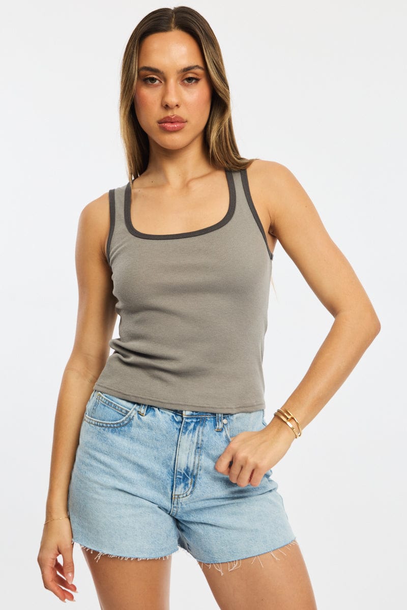 Grey Tank Sleeveless for Ally Fashion