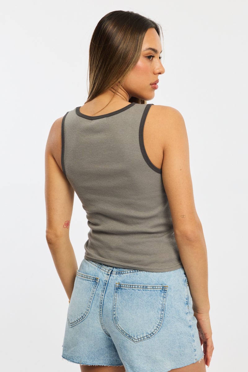 Grey Tank Sleeveless for Ally Fashion