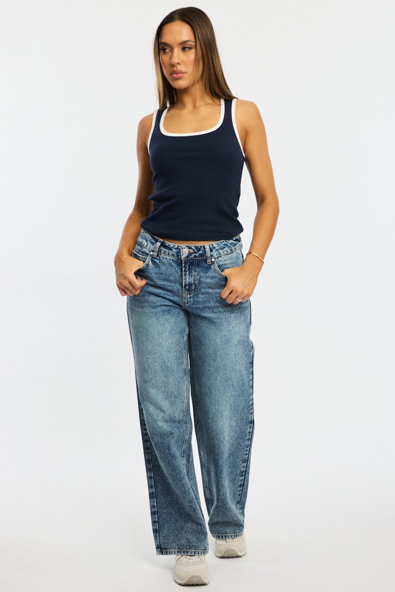 Blue Tank Sleeveless for Ally Fashion