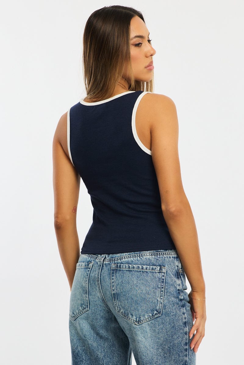 Blue Tank Sleeveless for Ally Fashion
