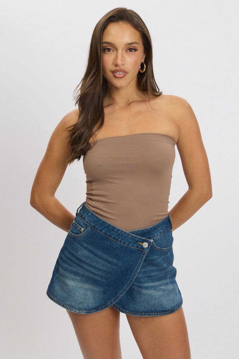 Brown Supersoft Bandeau Top for Ally Fashion