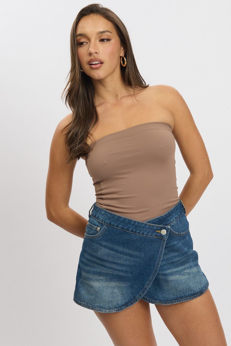 Brown Supersoft Bandeau Top for Ally Fashion