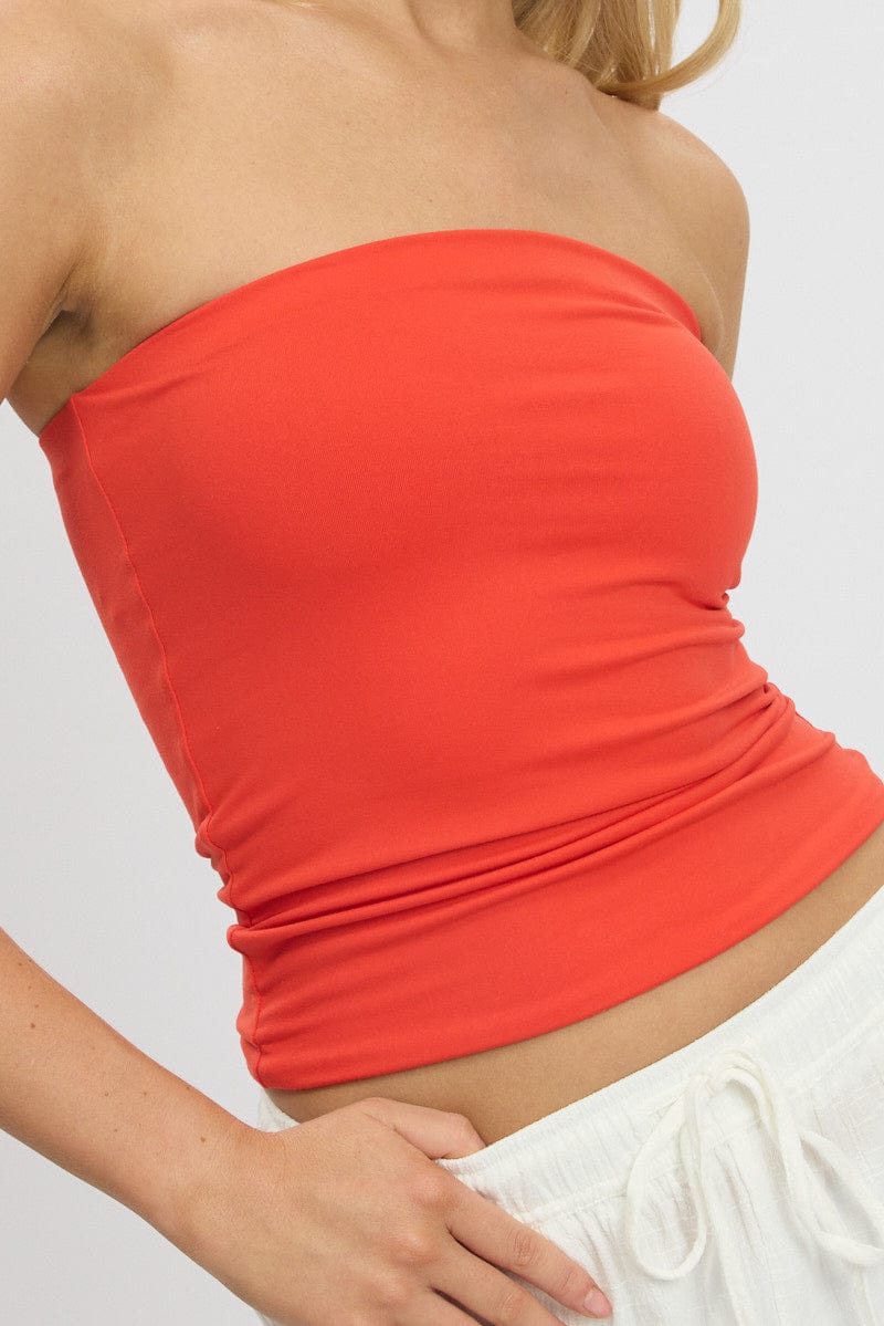 Red Supersoft Bandeau Top for Ally Fashion