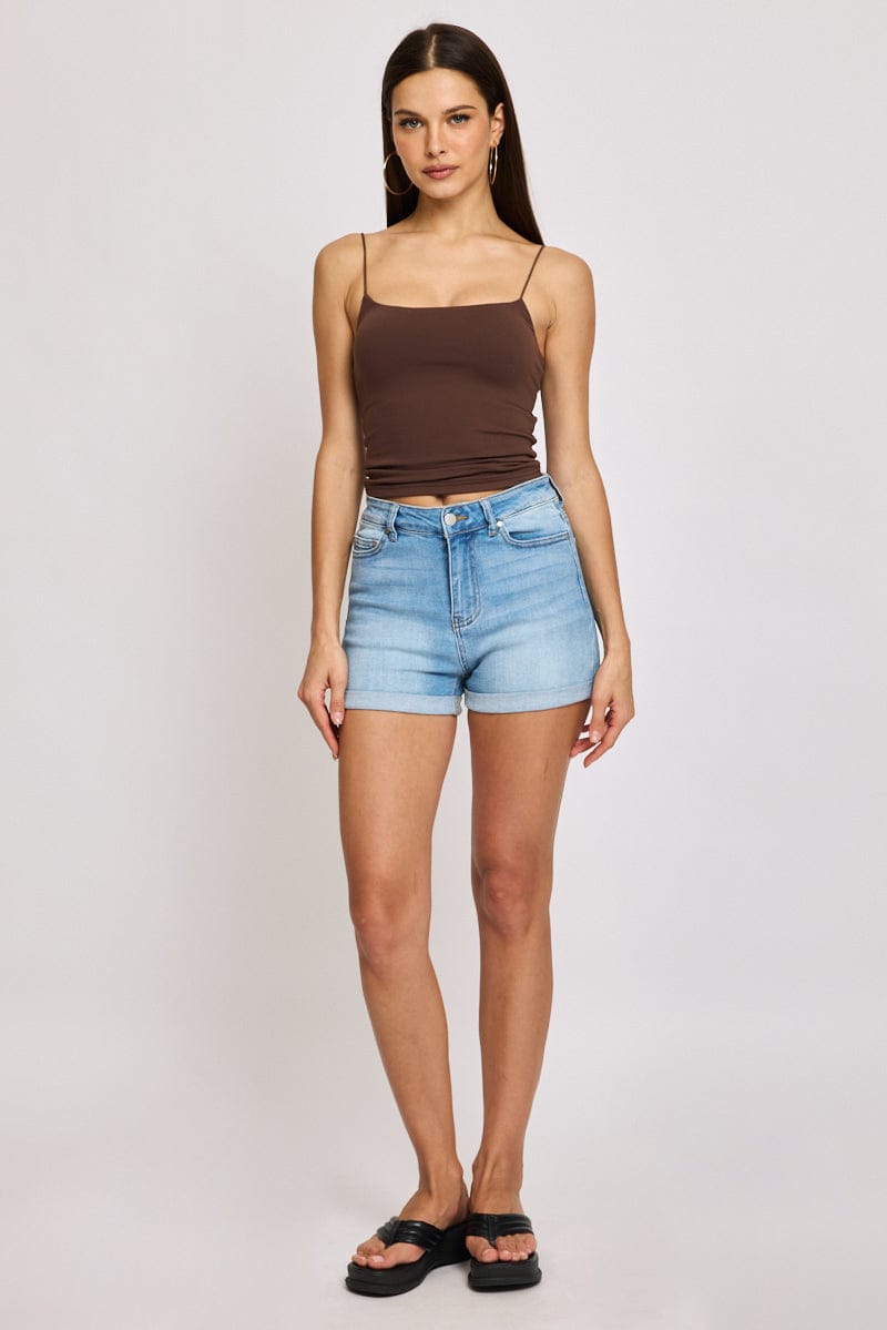 Brown Supersoft Singlet Double Layer for Ally Fashion