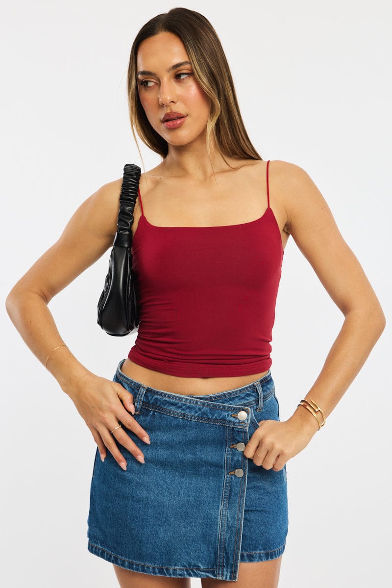 Red Supersoft Singlet Double Layer for Ally Fashion