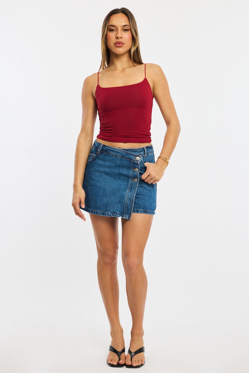Red Supersoft Singlet Double Layer for Ally Fashion