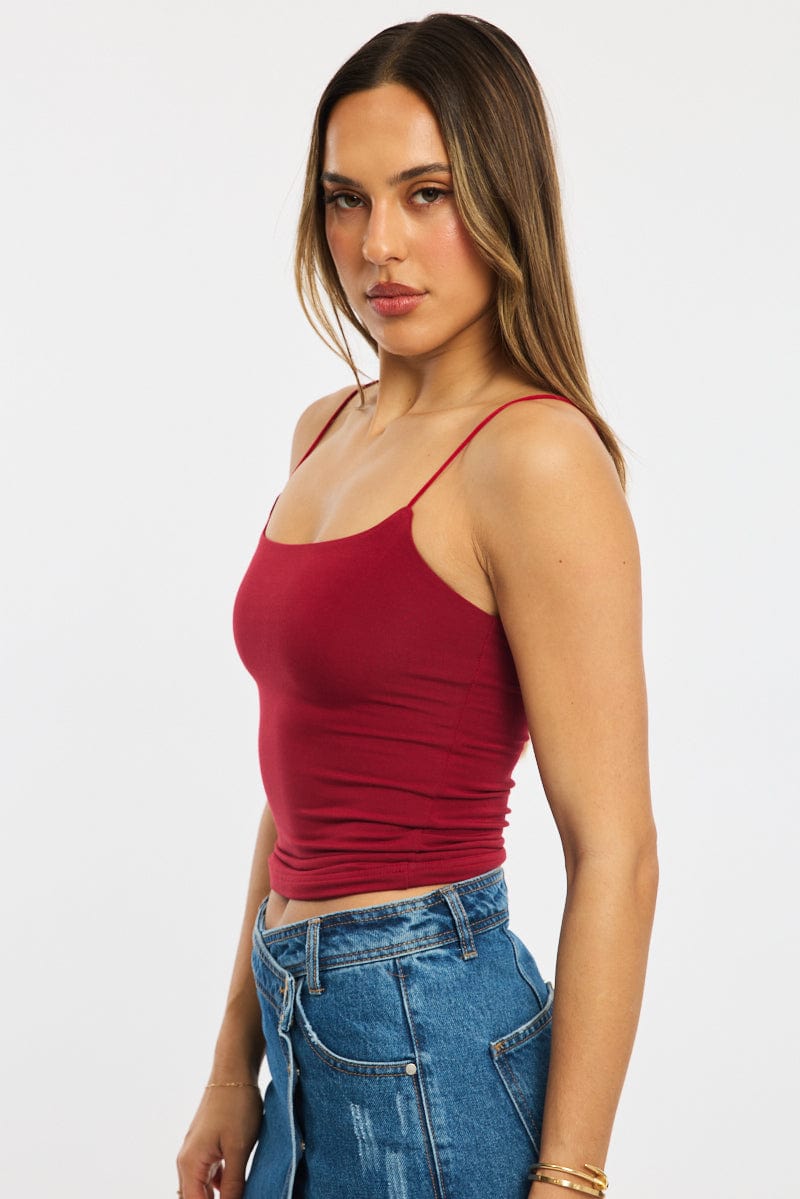 Red Supersoft Singlet Double Layer for Ally Fashion