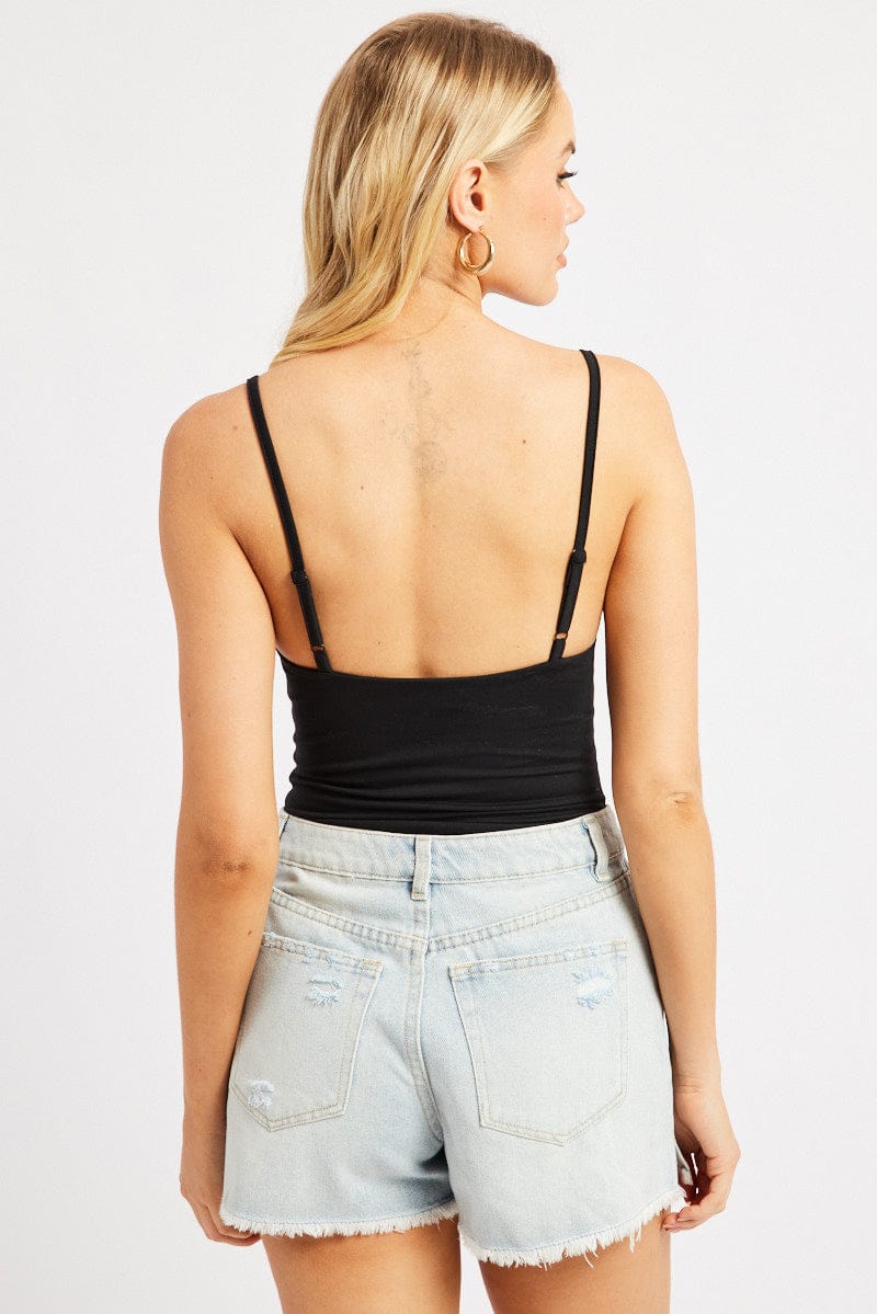 Black Bodysuit Sleeveless Supersoft for Ally Fashion