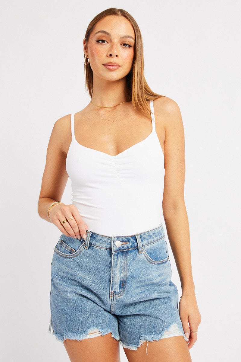 White Bodysuit Sleeveless Supersoft for Ally Fashion