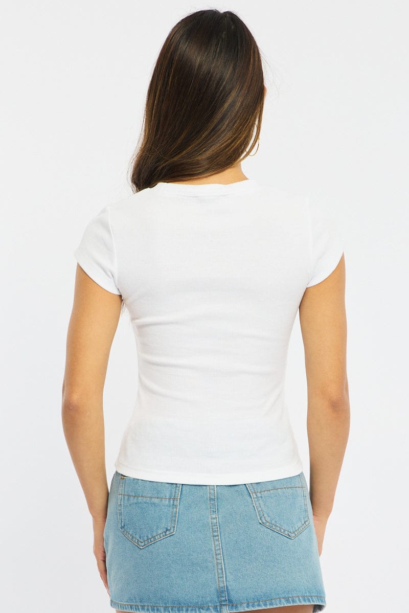 White T-shirt - Short Sleeve - Slim Fit - Stretch for Ally Fashion