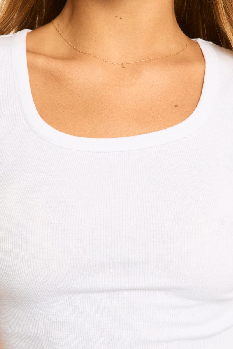 White T-shirt - Short Sleeve - Slim Fit - Scoop Neck - S for Ally Fashion