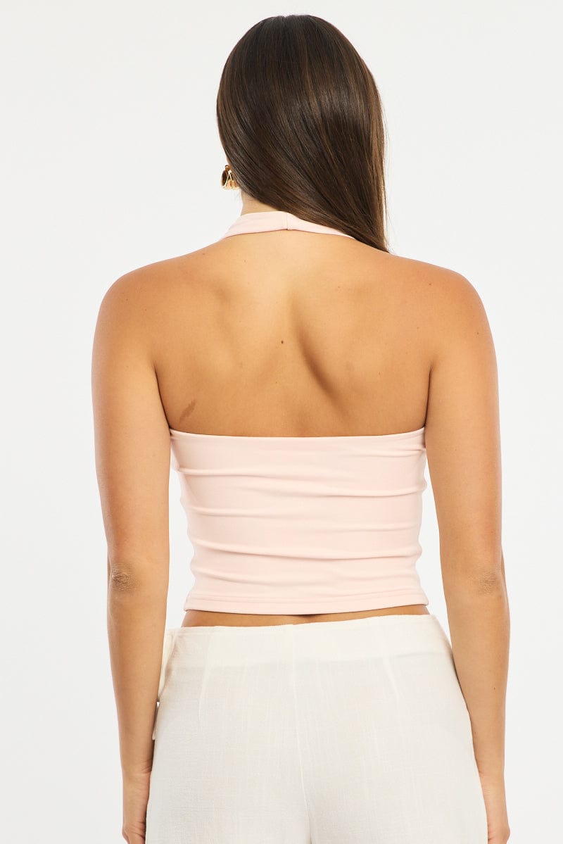 Pink Supersoft Halter Neck Top for Ally Fashion