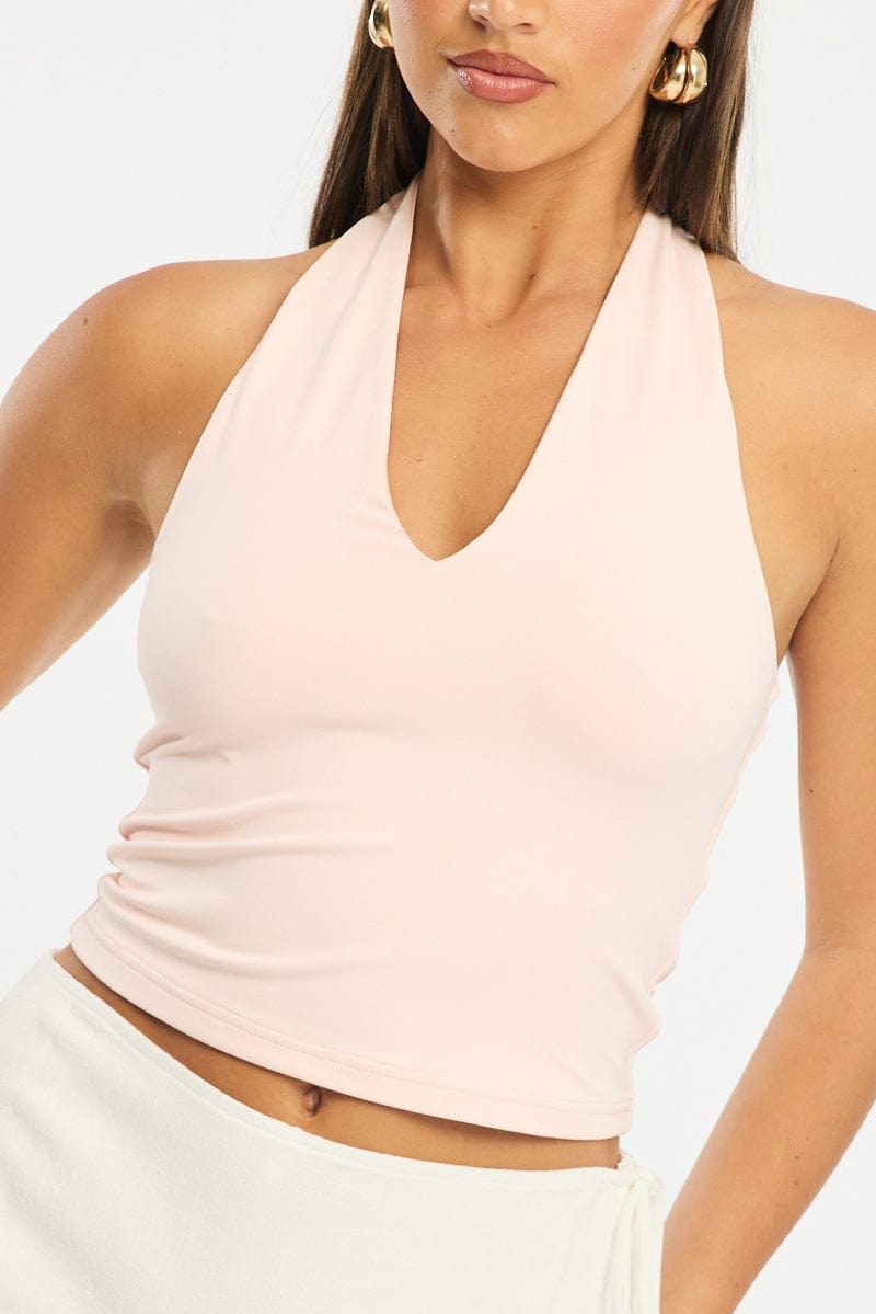 Pink Supersoft Halter Neck Top for Ally Fashion
