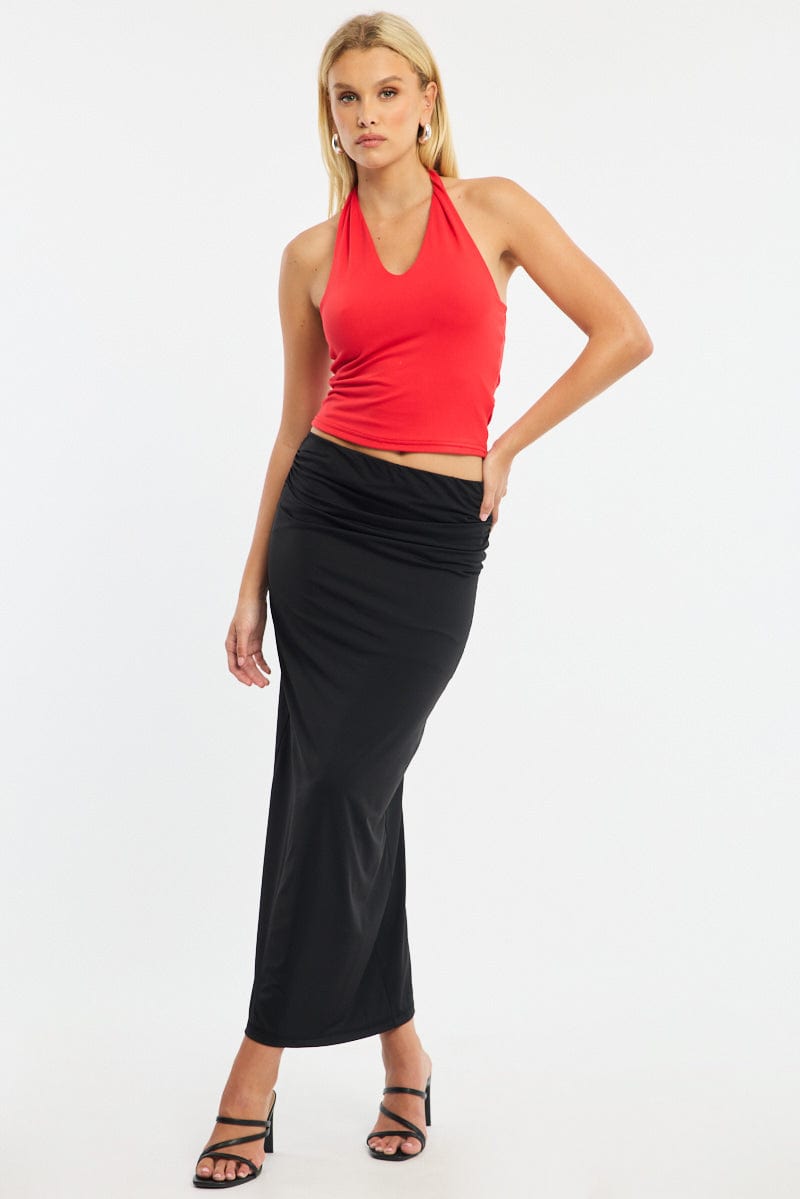 Red Supersoft Halter Neck Top for Ally Fashion