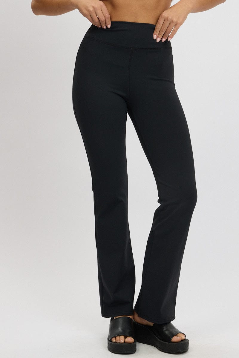 Black Flared Leggings High Rise Pants for Ally Fashion