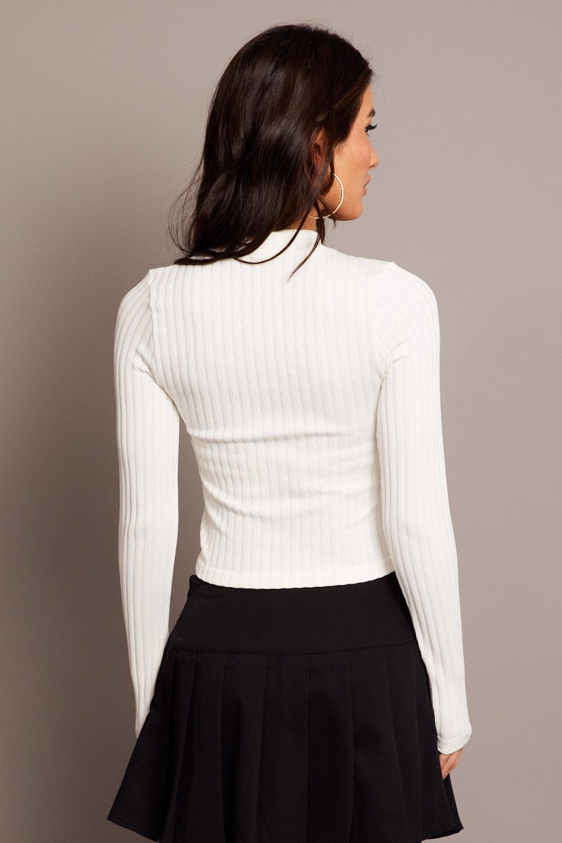 White Top Long Sleeve High Neck Seamless for Ally Fashion