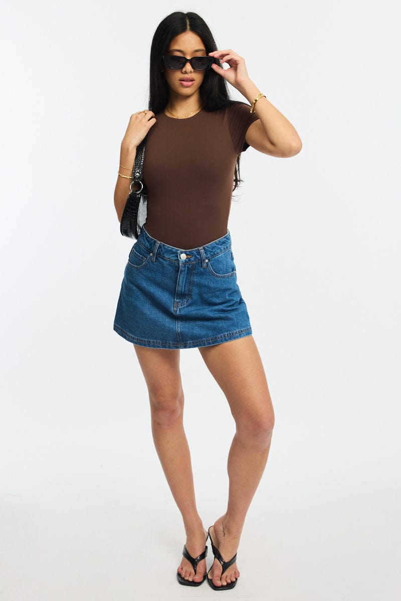 Brown Supersoft Bodysuit Short Sleeve for Ally Fashion