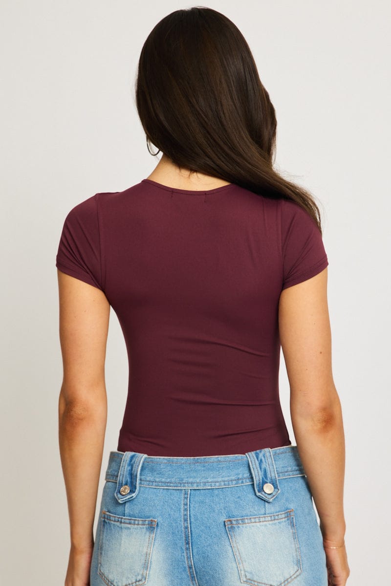 Red Supersoft Bodysuit Short Sleeve for Ally Fashion
