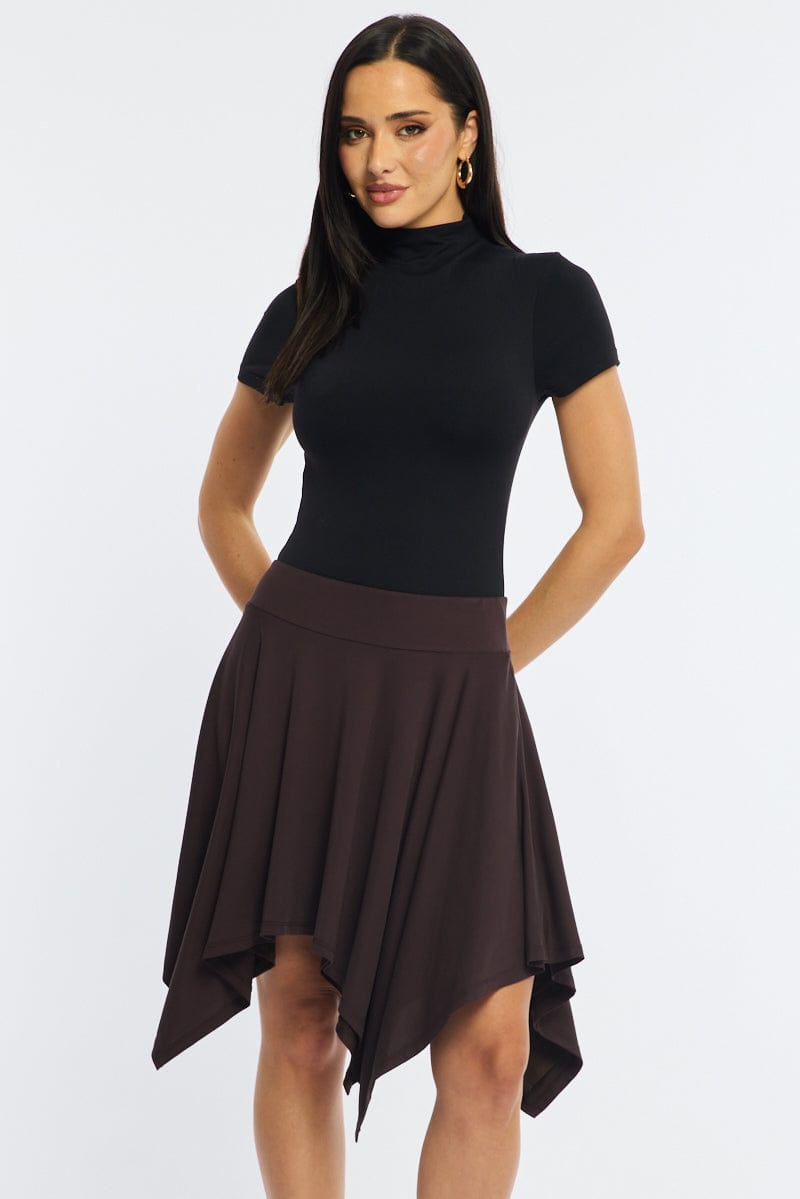 Black Short Sleeve High Neck Bodysuit for Ally Fashion
