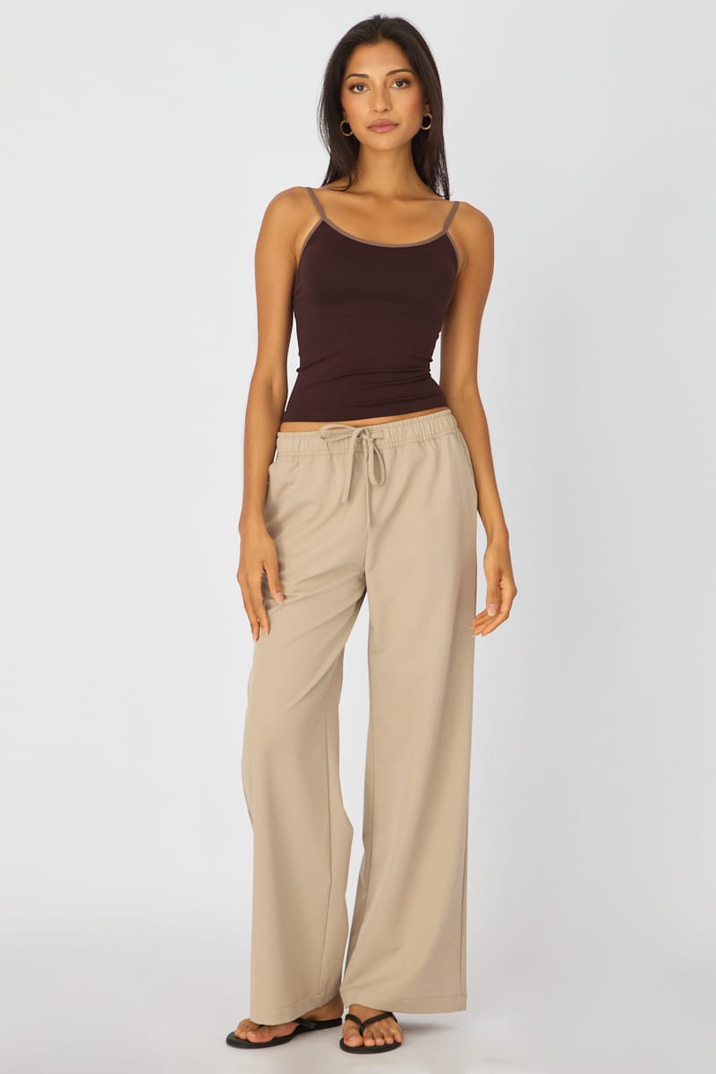Brown Seamless Round Neck Cami for Ally Fashion