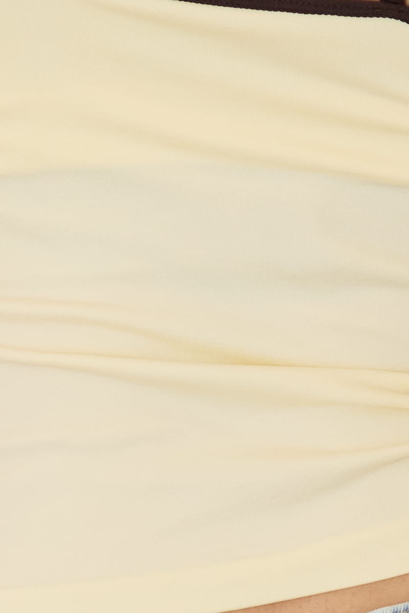 Yellow Seamless Round Neck Cami Contrast Binding for Ally Fashion