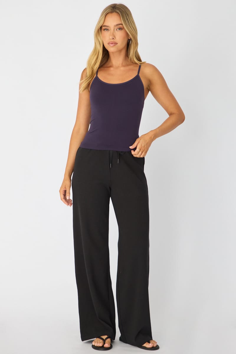 Purple Singlet - Sleeveless - Slim Fit - Round Neck - Str for Ally Fashion