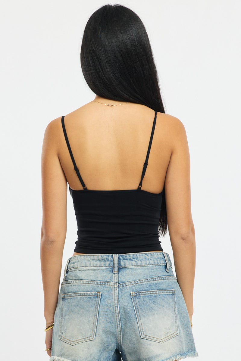 Black Singlet Top Seamless for Ally Fashion