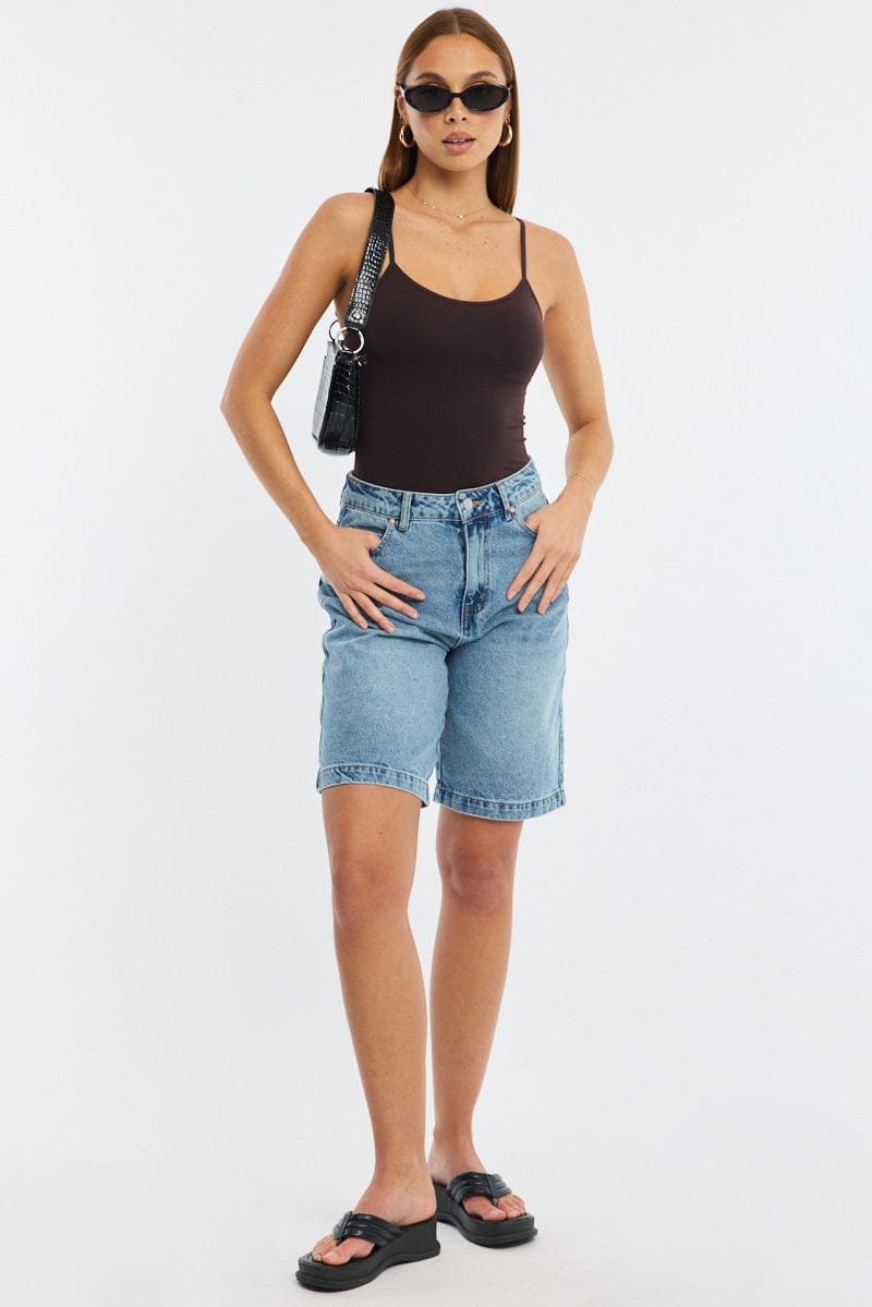 Brown Singlet Top Seamless for Ally Fashion