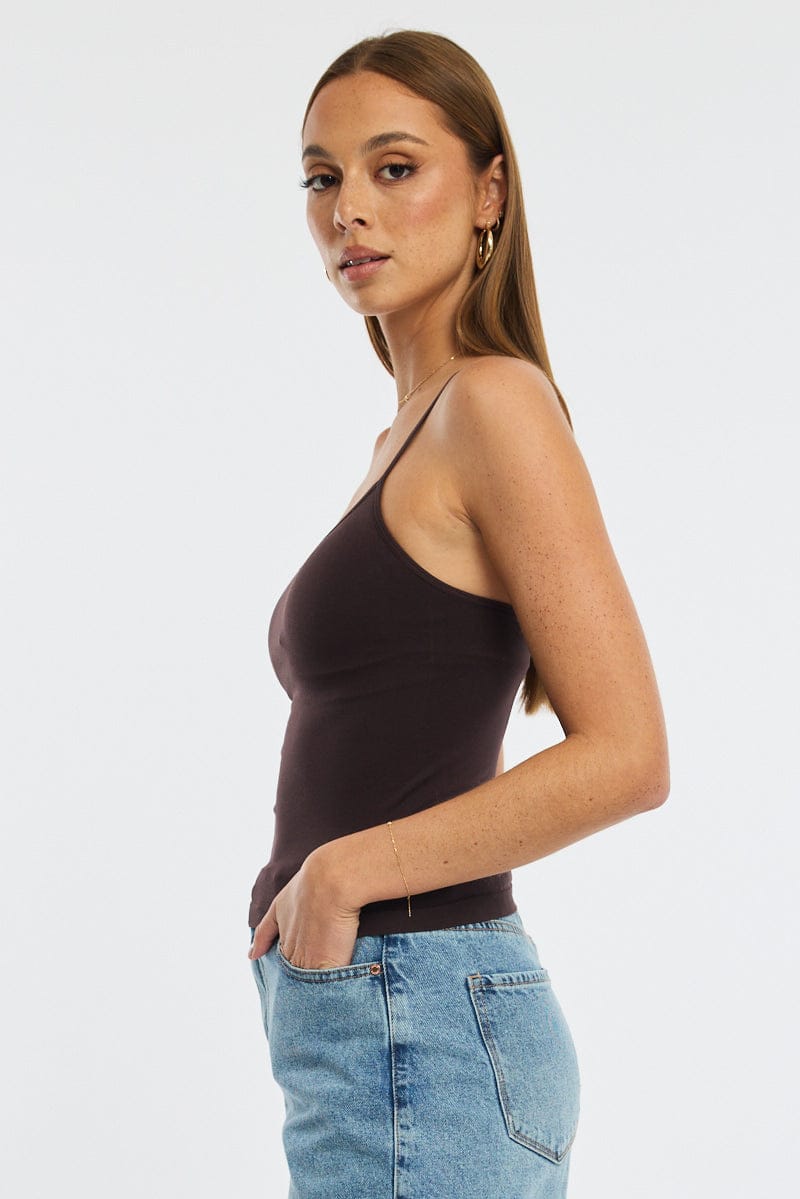 Brown Singlet Top Seamless for Ally Fashion
