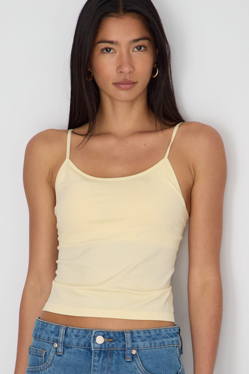 Yellow Round Neck Seamless Cami for Ally Fashion