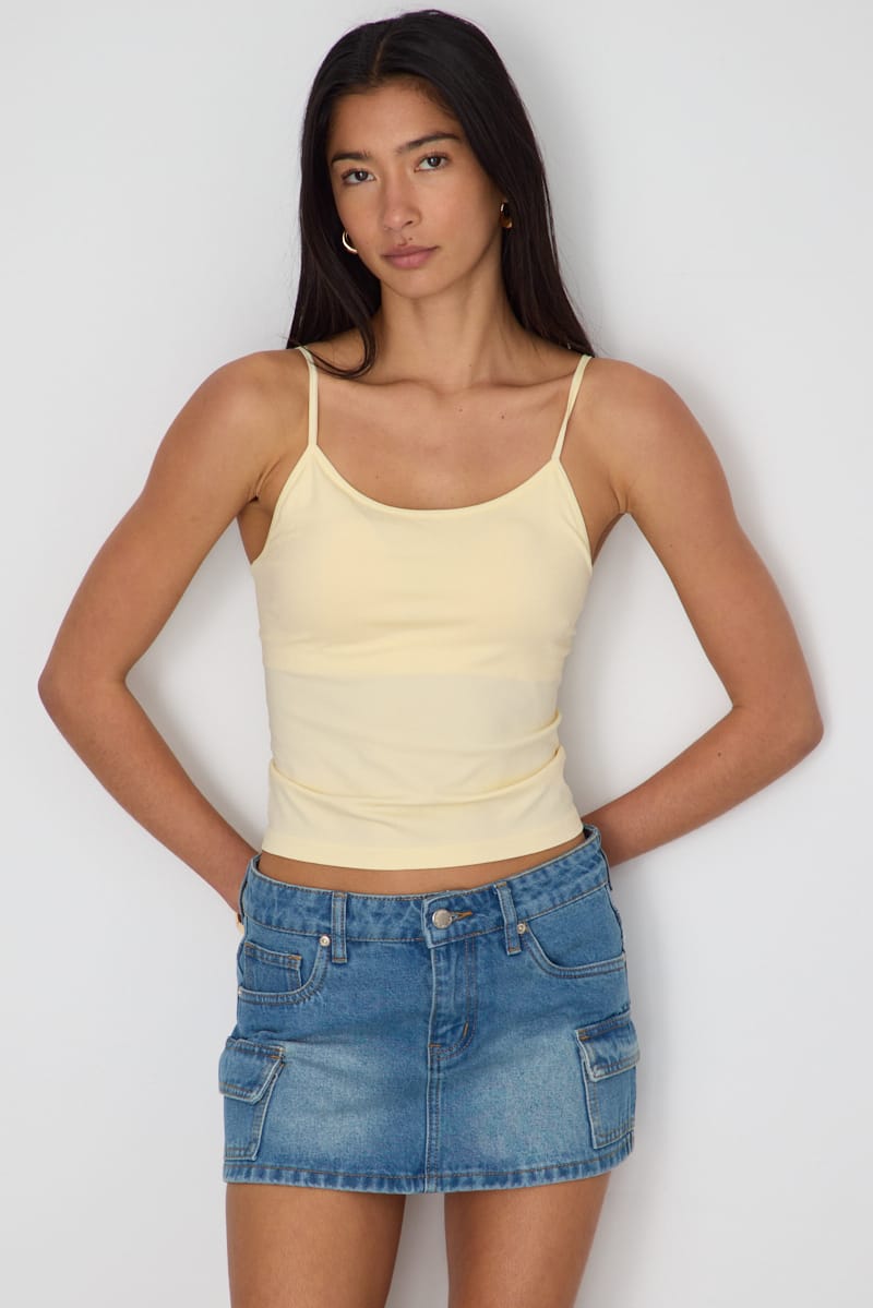 Yellow Round Neck Seamless Cami for Ally Fashion