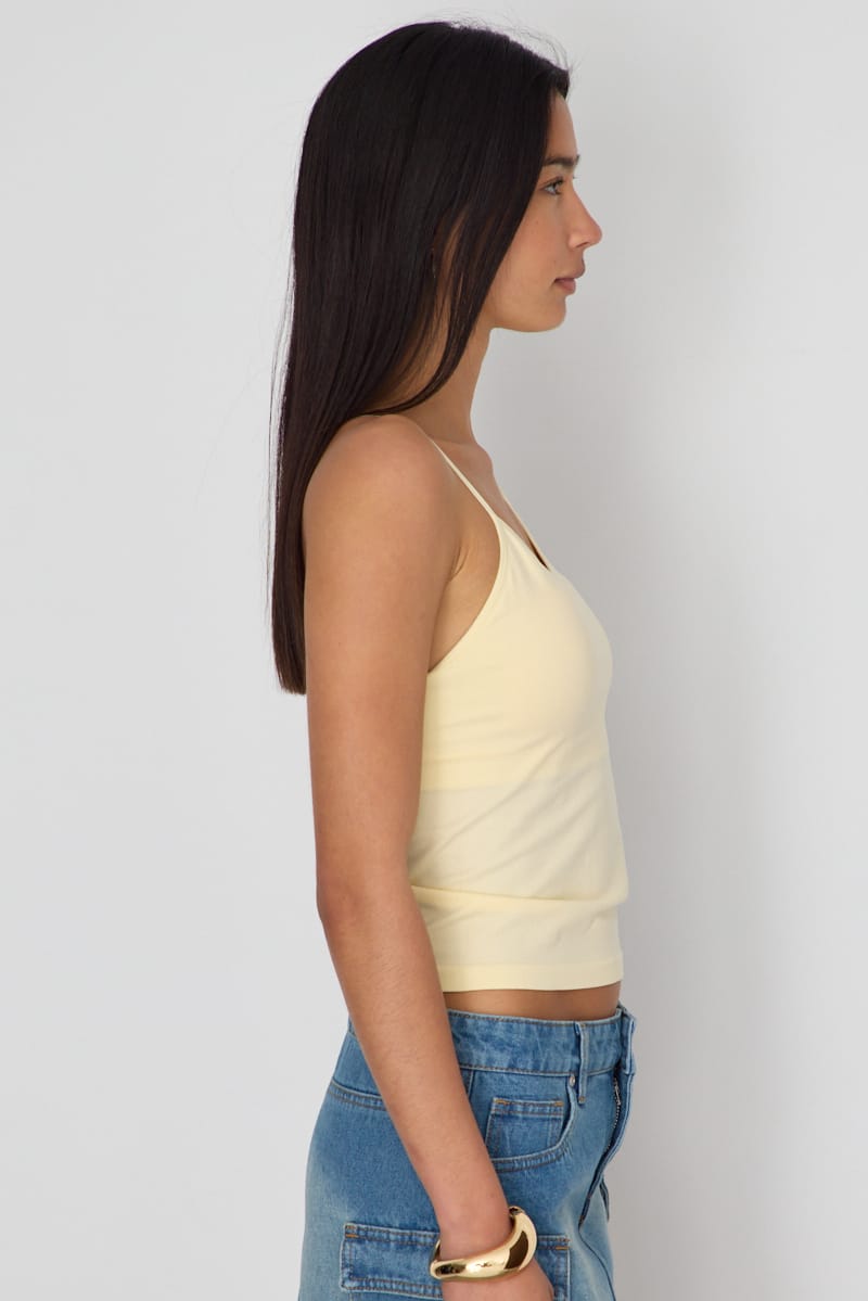 Yellow Round Neck Seamless Cami for Ally Fashion